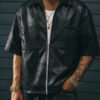 Veste Homme à Manches Courtes – Double Poche Poitrine, Style Street et Fermeture Éclair