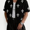 Rectangle 1007 Chemise Courte d'Été Tendance Street – Coupe Décontractée et Motif Croisé Original