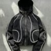 Veste légère à capuche - Manteau de sport à zip avec bordure blanche