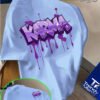 T-Shirt KARMA Violet – Style Graffiti Drip, Coupe Décontractée en Tricot Lâche