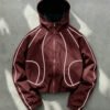 Veste légère à capuche - Manteau de sport à zip avec bordure blanche