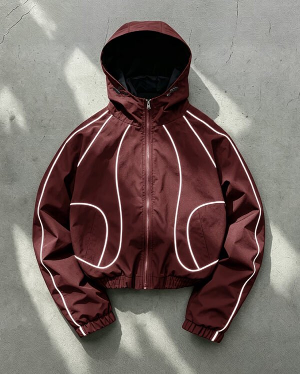 Veste légère à capuche - Manteau de sport à zip avec bordure blanche