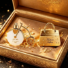 Coffret Duo de Parfums Tendance « Sac à Main Doré & Vélo Blanc Doré » – Lot de 2 Pièces (50ml + 25ml), Combinaison de Fragrances Florales, Épicées et Musquées