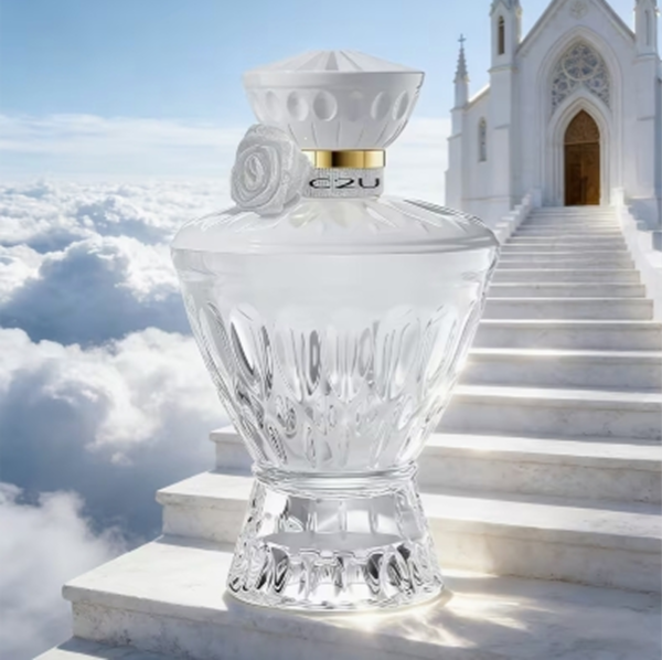 Eau de Toilette Cristal Ange « Édition Pierre Synthétique Blanche » 75ml – Parfum Bois Épicé et Rose Longue Durée pour Femme