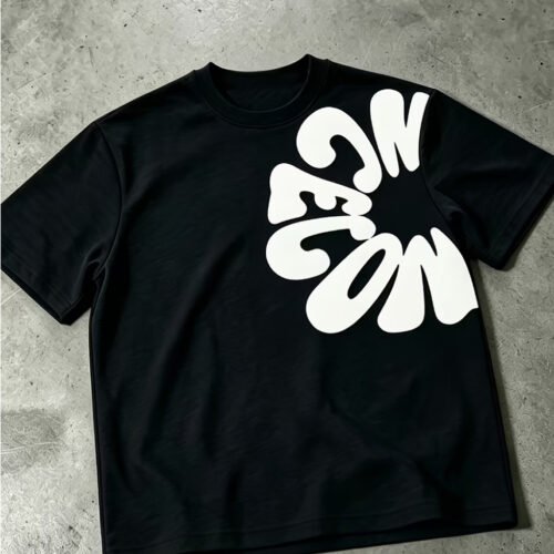 T-Shirt Décontracté pour Homme – Lettrage en Mousse Tendance et Style Vintage Élégant