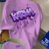 T-Shirt KARMA Violet – Style Graffiti Drip, Coupe Décontractée en Tricot Lâche