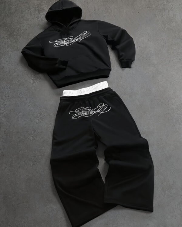 Ensemble Survêtement 2 Pièces Homme – Sweat à Capuche Imprimé et Pantalon à Jambes Larges Streetwear