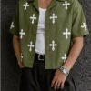 Rectangle 871(1) Chemise Courte d'Été Tendance Street – Coupe Décontractée et Motif Croisé Original