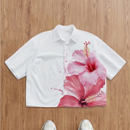 Chemise d'Été Décontractée Homme – Coupe Ample et Motif Créatif pour Vacances ou Quotidien