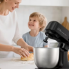 Robot Pétrisseur Électrique et Pâtissier 4,8 Litres – Batteur de Cuisine Léger et Compact, 12 Vitesses Réglables avec Fouet, Crochet et Batteur Plat