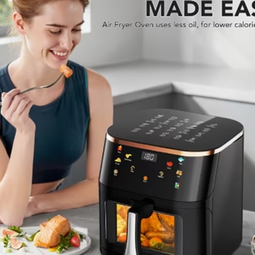 Friteuse à Air Sans Huile XXL 10,5L avec Fenêtre Visible – Air Fryer Électrique 1800W, 7 Programmes Prédéfinis, Technologie de Cuisson Rapide et Économe en Énergie