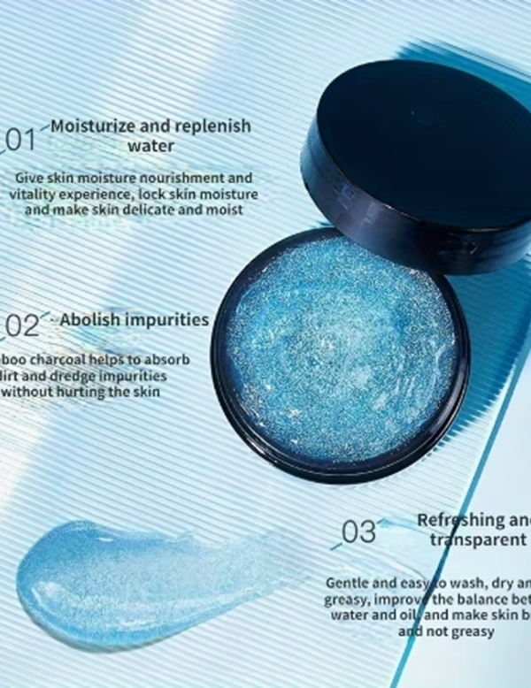 Gel Cristaux de Glace au Charbon de Bambou – Nettoyant Détoxifiant Pores Gras, Anti-Imperfections et Hydratation Doux Mixte