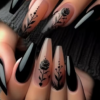 Faux Ongles Forme Ballet Style "Doux Cool Épice" à Motif Floral – Kit de 24 Pièces Brillantes Prêtes à Poser
