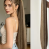 Extension de Queue de Cheval à Pince Griffe Longue et Droite – Postiche Lisse en Fibre Synthétique Résistante à la Chaleur pour le Quotidien et les Fêtes