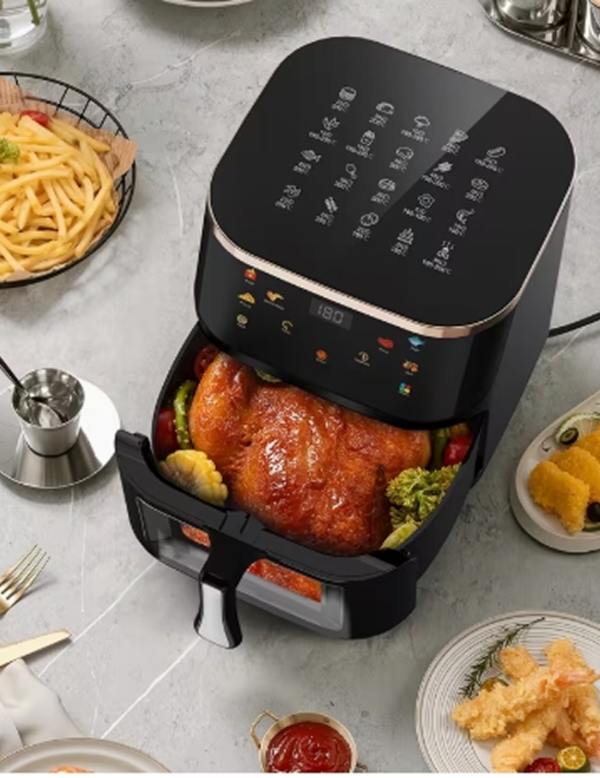 Friteuse à Air Sans Huile XXL 10,5L avec Fenêtre Visible – Air Fryer Électrique 1800W, 7 Programmes Prédéfinis, Technologie de Cuisson Rapide et Économe en Énergie