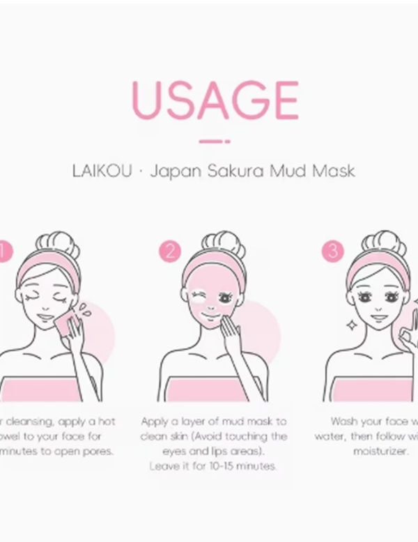 LAIKOU Masque de Boue Sakura 0.88Oz – Masque à l'Argile Hydratant, Nettoyant Pores Hypoallergénique et Booster d'Éclat