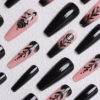 Faux Ongles Forme Ballet Style "Doux Cool Épice" à Motif Floral – Kit de 24 Pièces Brillantes Prêtes à Poser