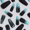 Faux Ongles Press-On Forme Ballet Dégradé Bleu-Noir Mat – Kit de 24 Pièces Style Automne-Hiver Décontracté