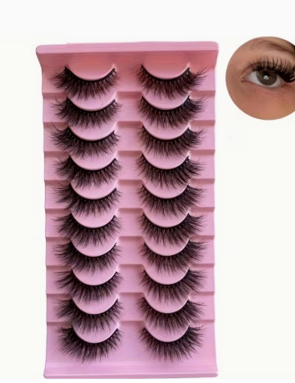Rectangle 877 (54) Pack de 10 Paires de Faux Cils Volumineux et Moelleux – Effet Naturel Épaissi, Regard Intense et Texture Fluffy