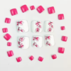 Rectangle 877 (74) Faux Ongles d'Orteils Press-On Motif Fleurs Roses – Kit de 24 Pièces "Armure de Beauté" pour Pédicure Printemps-Été