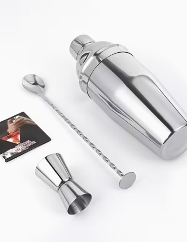 Ensemble de Mixologie et Shaker à Cocktails 5 Pièces – Kit de Barman Complet en Acier Inoxydable pour la Maison, Fêtes et Crémaillères