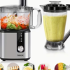 Robot Culinaire Multifonction 11-en-1 en Acier Inoxydable – Robot Pâtissier 750W, Bol Multi-Préparations 1.8L et 1.2L, 5 Vitesses avec Hachoir, Pétrisseur, Fouet et Extracteur de Jus
