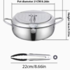 Marmite à Friture Japonaise Tempura en Acier Inoxydable – Casserole Économiseuse d'Huile avec Thermomètre Intégré et Couvercle Égouttoir pour Induction et Gaz – Image 3