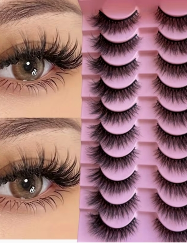 Rectangle 878 (52) Pack de 10 Paires de Faux Cils Volumineux et Moelleux – Effet Naturel Épaissi, Regard Intense et Texture Fluffy
