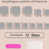Rectangle 878 (64) Faux Ongles Press-On Carrés Courts Style Français – Kit de 24 Pièces Rose Nude et Blanc avec Fleurs 3D, Perles Dorées et Accessoires