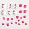 Rectangle 878 (72) Faux Ongles d'Orteils Press-On Motif Fleurs Roses – Kit de 24 Pièces "Armure de Beauté" pour Pédicure Printemps-Été