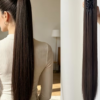 Extension de Queue de Cheval à Pince Griffe Longue et Droite – Postiche Lisse en Fibre Synthétique Résistante à la Chaleur pour le Quotidien et les Fêtes