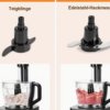 Robot Culinaire Multifonction 11-en-1 en Acier Inoxydable – Robot Pâtissier 750W, Bol Multi-Préparations 1.8L et 1.2L, 5 Vitesses avec Hachoir, Pétrisseur, Fouet et Extracteur de Jus