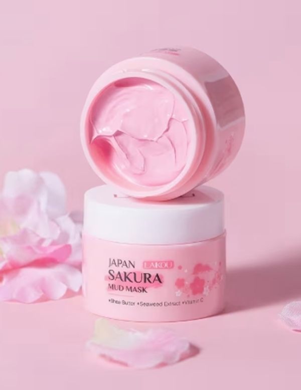 LAIKOU Masque de Boue Sakura 0.88Oz – Masque à l'Argile Hydratant, Nettoyant Pores Hypoallergénique et Booster d'Éclat