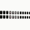 Faux Ongles Réutilisables Carrés de Longueur Moyenne – Kit de 24 Pièces à Motif Rayures Noires