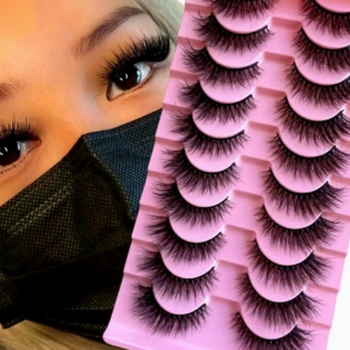 Pack de 10 Paires de Faux Cils Volumineux et Moelleux – Effet Naturel Épaissi, Regard Intense et Texture Fluffy