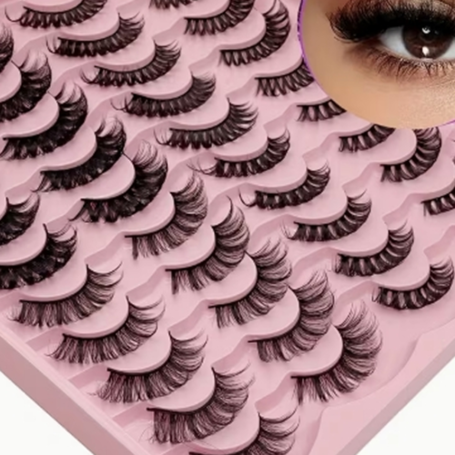Multipack de 20 Paires de Faux Cils 5D Effet Œil de Chat – Assortiment de 4 Styles (Épais et Fins) pour un Regard Étiré et Dramatique