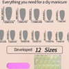 Faux Ongles Press-On Forme Amande de Longueur Moyenne – Kit de 24 Pièces Style Français Dégradé Bleu Frais d'Été avec Ligne Argentée