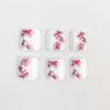Rectangle 879 (63) Faux Ongles d'Orteils Press-On Motif Fleurs Roses – Kit de 24 Pièces "Armure de Beauté" pour Pédicure Printemps-Été