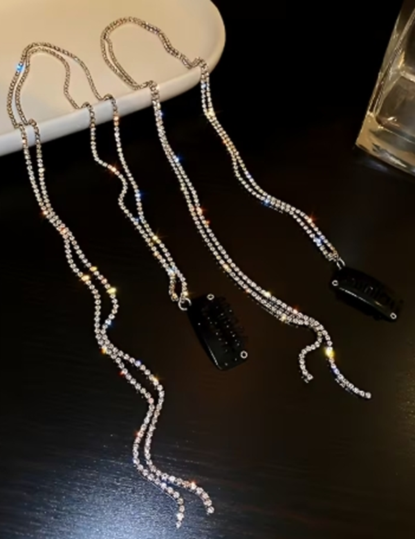 ot de 3 Bijoux de Tête pour Tresses et Dreadlocks – Épingles à Clips avec Chaînes Pendantes, Glands Fluides et Cordons de Perruque Intégrés