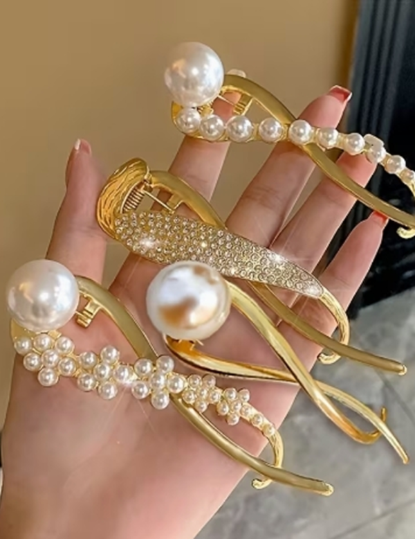 Lot de 4 Pinces à Cheveux "Queue de Poisson" de Qualité Supérieure – Pinces Griffes Élégantes pour Chignon, Barrettes Torsadées et Pinces Grenouilles