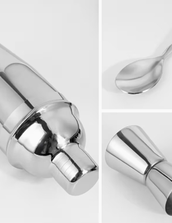 Ensemble de Mixologie et Shaker à Cocktails 5 Pièces – Kit de Barman Complet en Acier Inoxydable pour la Maison, Fêtes et Crémaillères