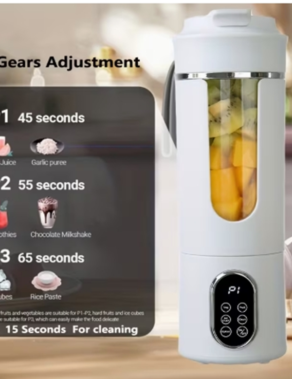 Mini Extracteur de Jus et Blender Portable Hilton 530ml – Mixeur Sans Fil 12 Lames, 21000 RPM avec Broyeur de Glace et Auto-Nettoyage pour Smoothies et Voyage
