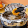 Marmite à Friture Japonaise Tempura en Acier Inoxydable – Casserole Économiseuse d'Huile avec Thermomètre Intégré et Couvercle Égouttoir pour Induction et Gaz