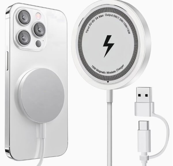 Chargeur Sans Fil Magnétique 15W – Technologie MagSafe & Induction Haute Précision pour iPhone 12 à iPhone 17 (Pro, Max, Mini)