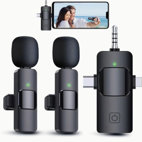 Système Microphone Cravate Sans Fil Universel – Version Simple ou Double Micro, Connexion Multi-Ports (Lightning, USB-C, 3.5 mm) & Réduction de Bruit Active