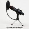 Kit Microphone de Bureau Léger – Trépied en Métal, Support Anti-Choc & Filtre Anti-Pop Flexible à Col de Cygne (Spécial Podcast, Streaming & Enregistrement)