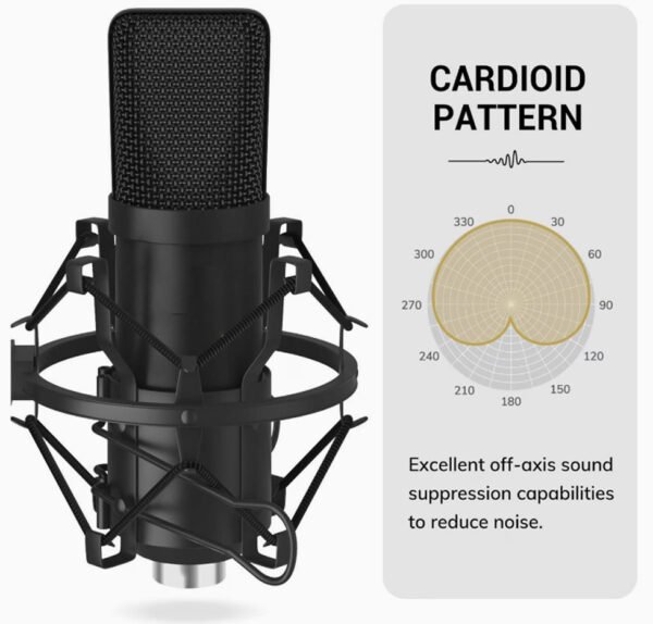 Pack Microphone USB de Studio Professionnel – Avec Bras Articulé, Filtre Anti-Pop & Qualité Audio Supérieure (Podcast, Streaming, Jeu & Chant)