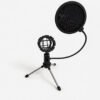 Kit Microphone de Bureau Léger – Trépied en Métal, Support Anti-Choc & Filtre Anti-Pop Flexible à Col de Cygne (Spécial Podcast, Streaming & Enregistrement)