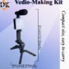 Kit Vlogging Tout-en-Un – Trépied Portable pour Téléphone, Lumière de Remplissage LED & Microphone (Spécial Streaming, Cosmétique & Vidéo)