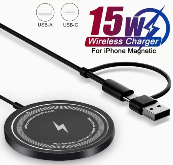 Chargeur Sans Fil Magnétique 15W – Technologie MagSafe & Induction Haute Précision pour iPhone 12 à iPhone 17 (Pro, Max, Mini)